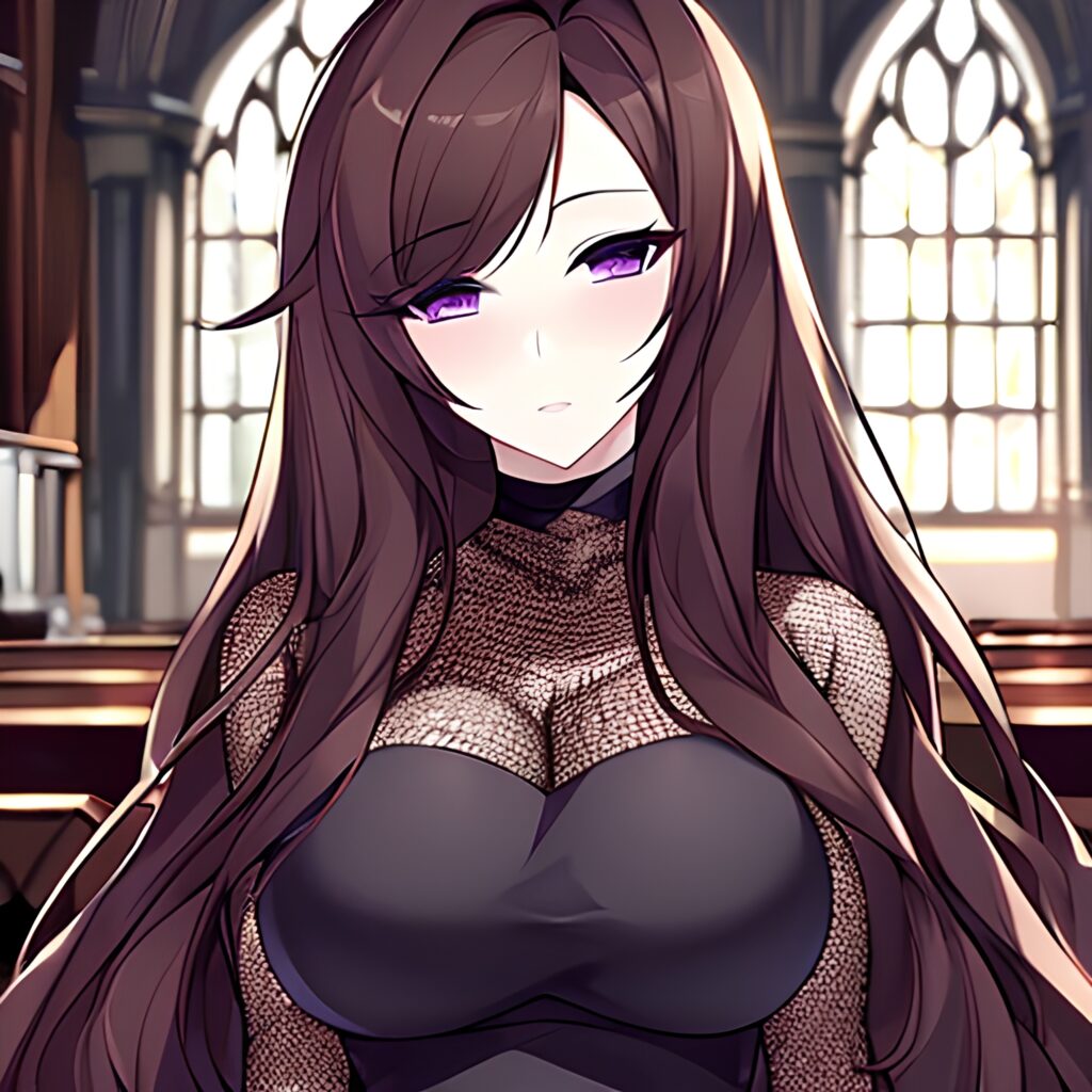 fishnet messy hair brunette woman long hair church