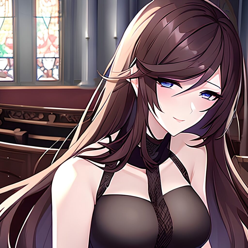 fishnet messy hair church brunette woman long hair