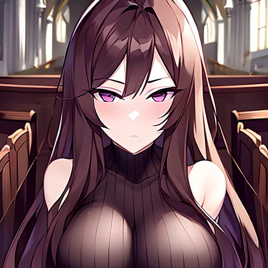 fishnet messy hair church long hair brunette woman