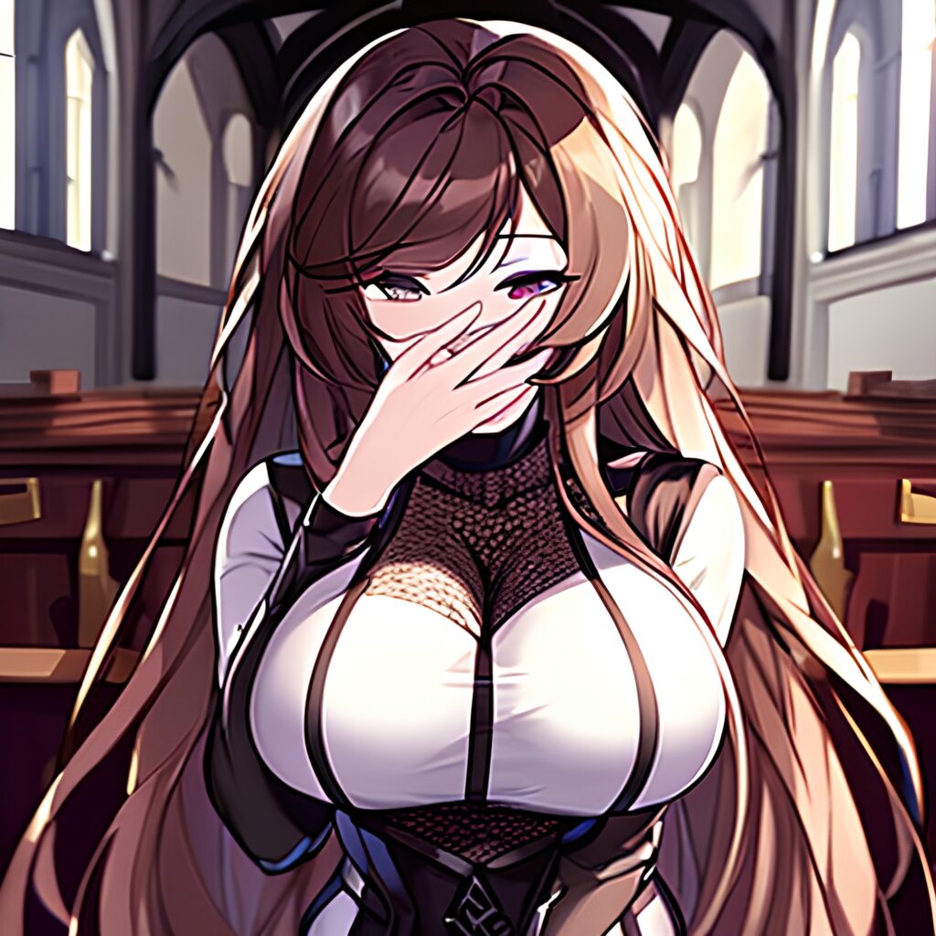 fishnet messy hair woman long hair brunette church