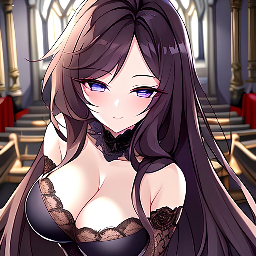 fishnet messy hair woman long hair brunette church 