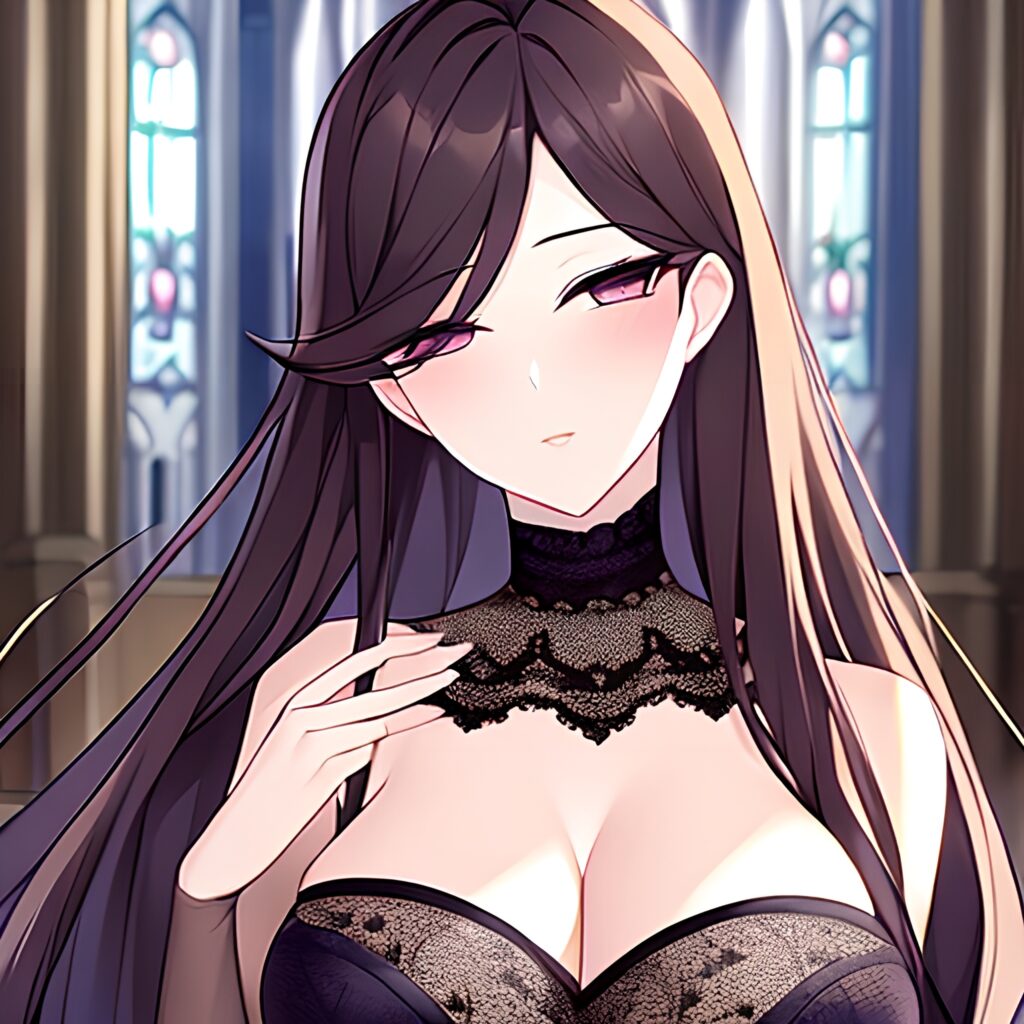fishnet messy hair woman long hair brunette church