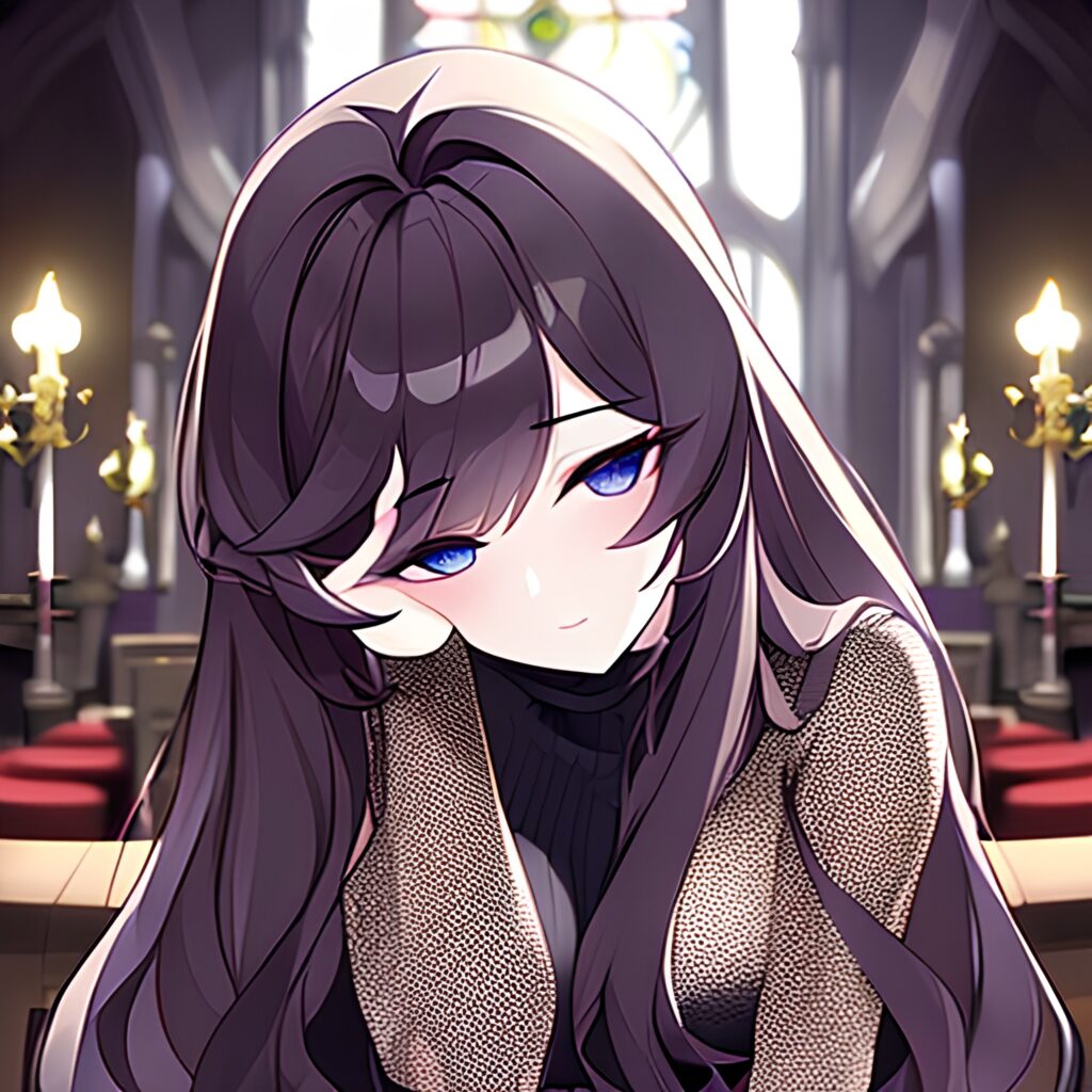 fishnet woman long hair brunette church messy hair