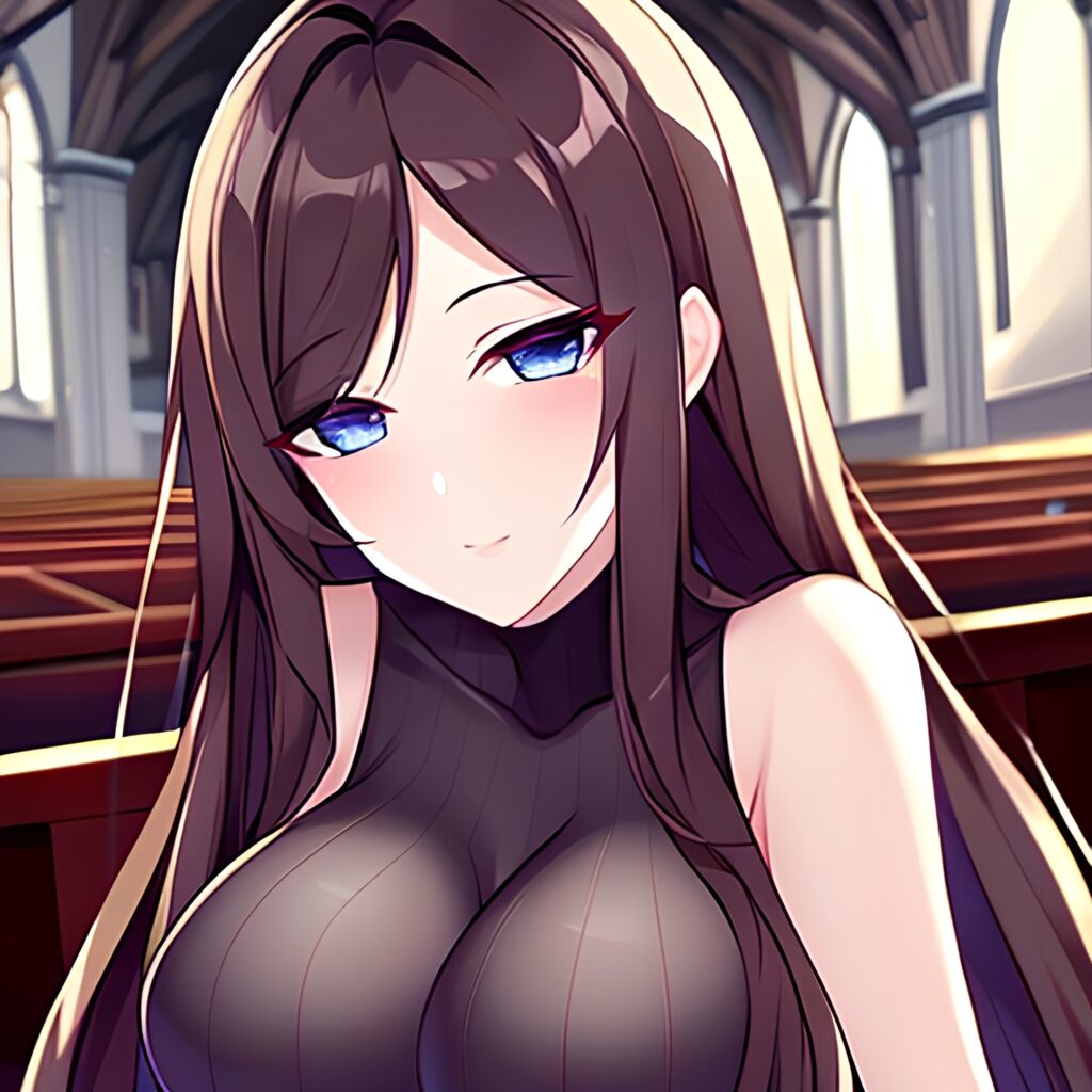 fishnet woman long hair messy hair church brunette 