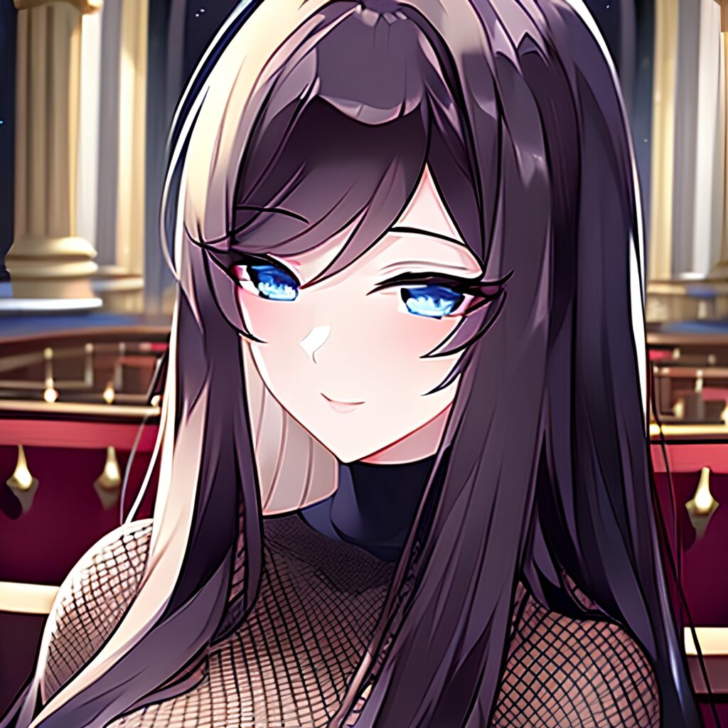 long hair brunette church fishnet woman messy hair 