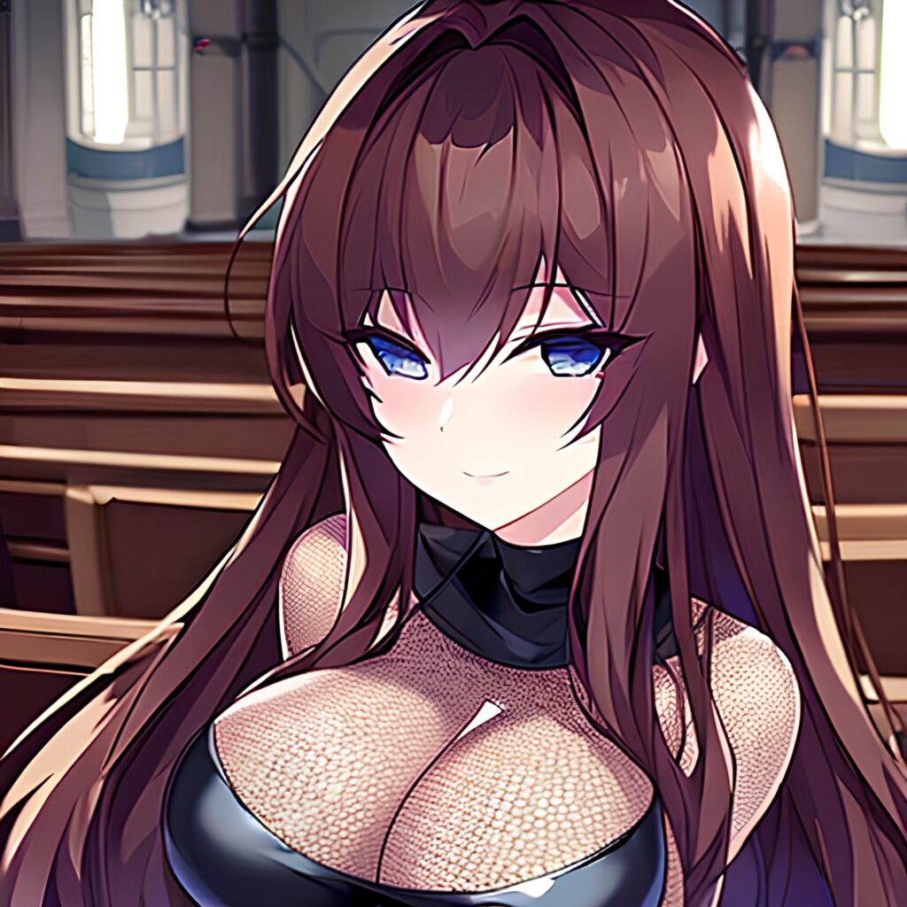 long hair church brunette fishnet messy hair woman
