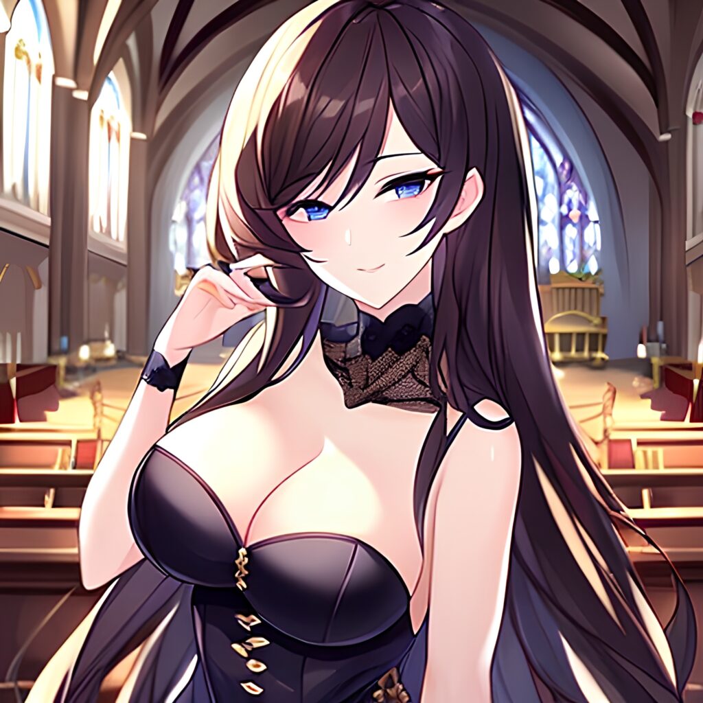 long hair church brunette fishnet messy hair woman 