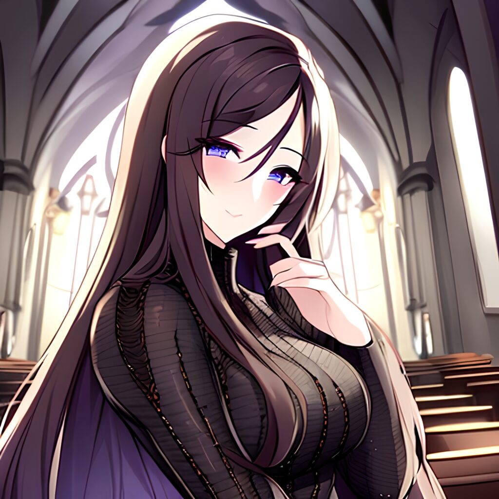 long hair church brunette messy hair fishnet woman 