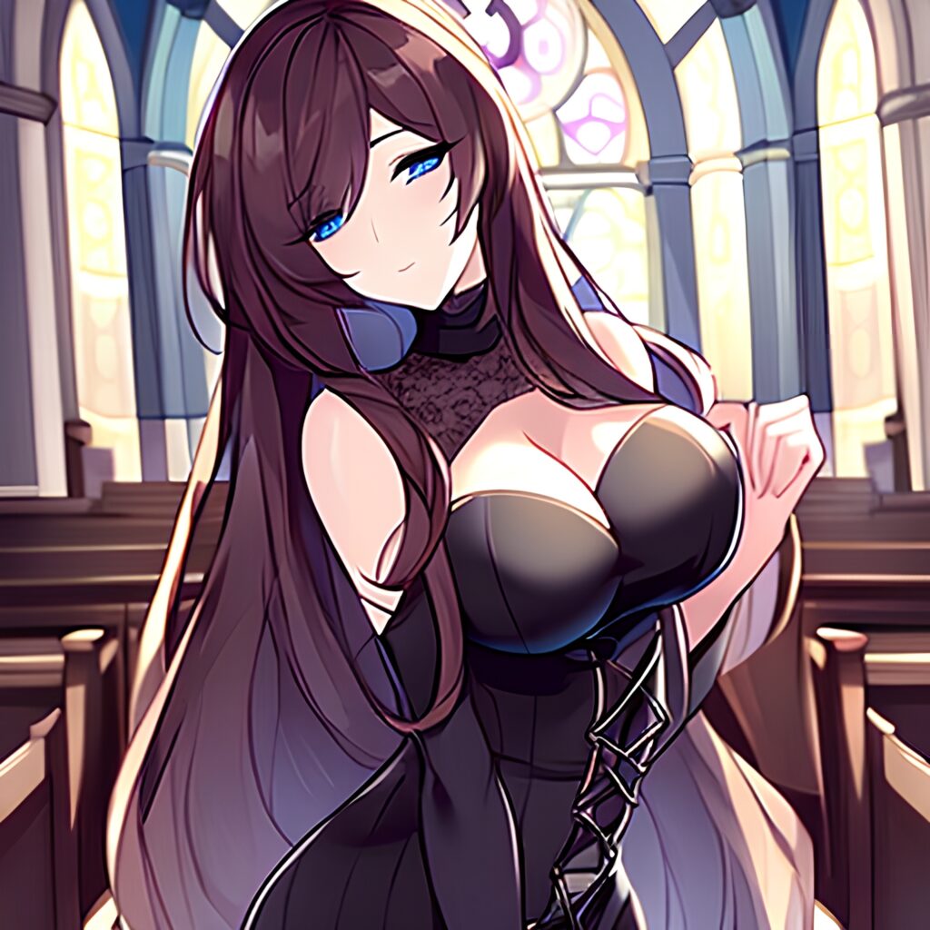 long hair church brunette messy hair woman fishnet