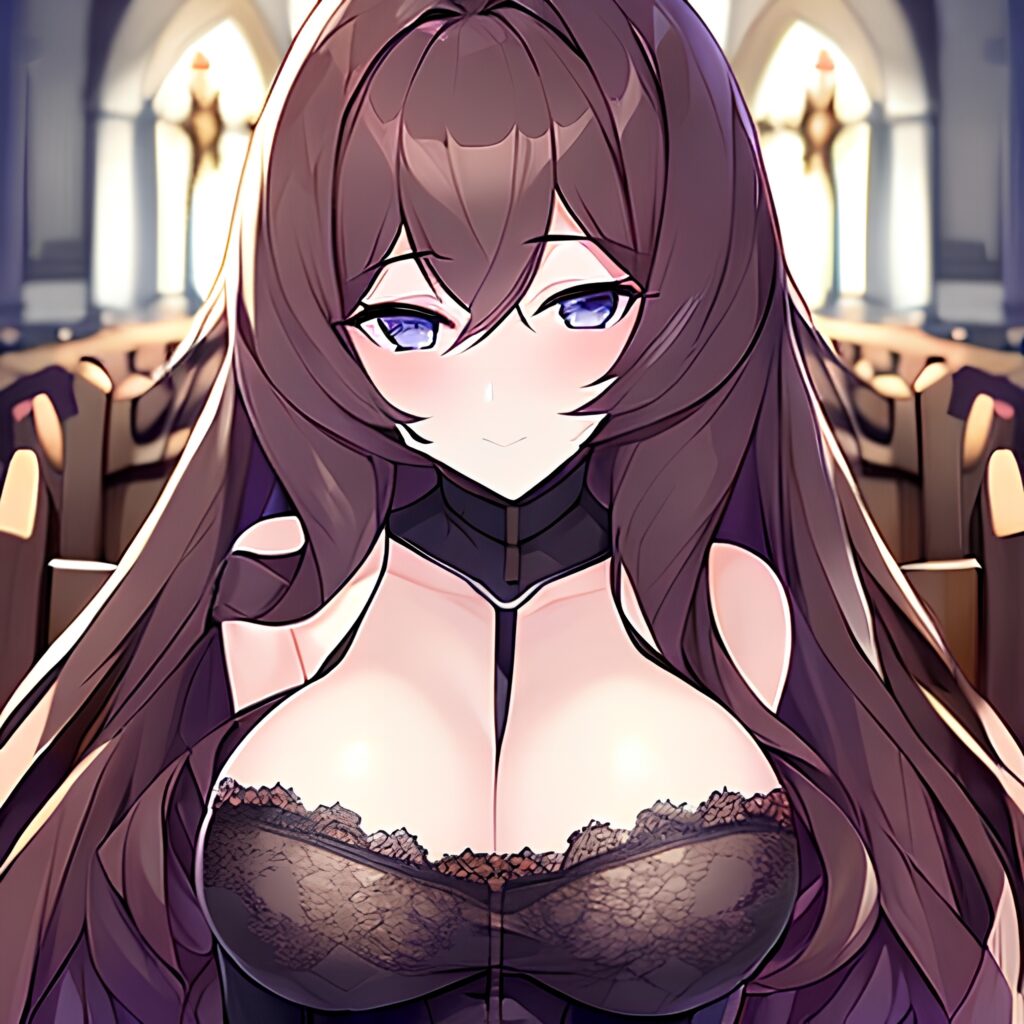 long hair church brunette woman fishnet messy hair 