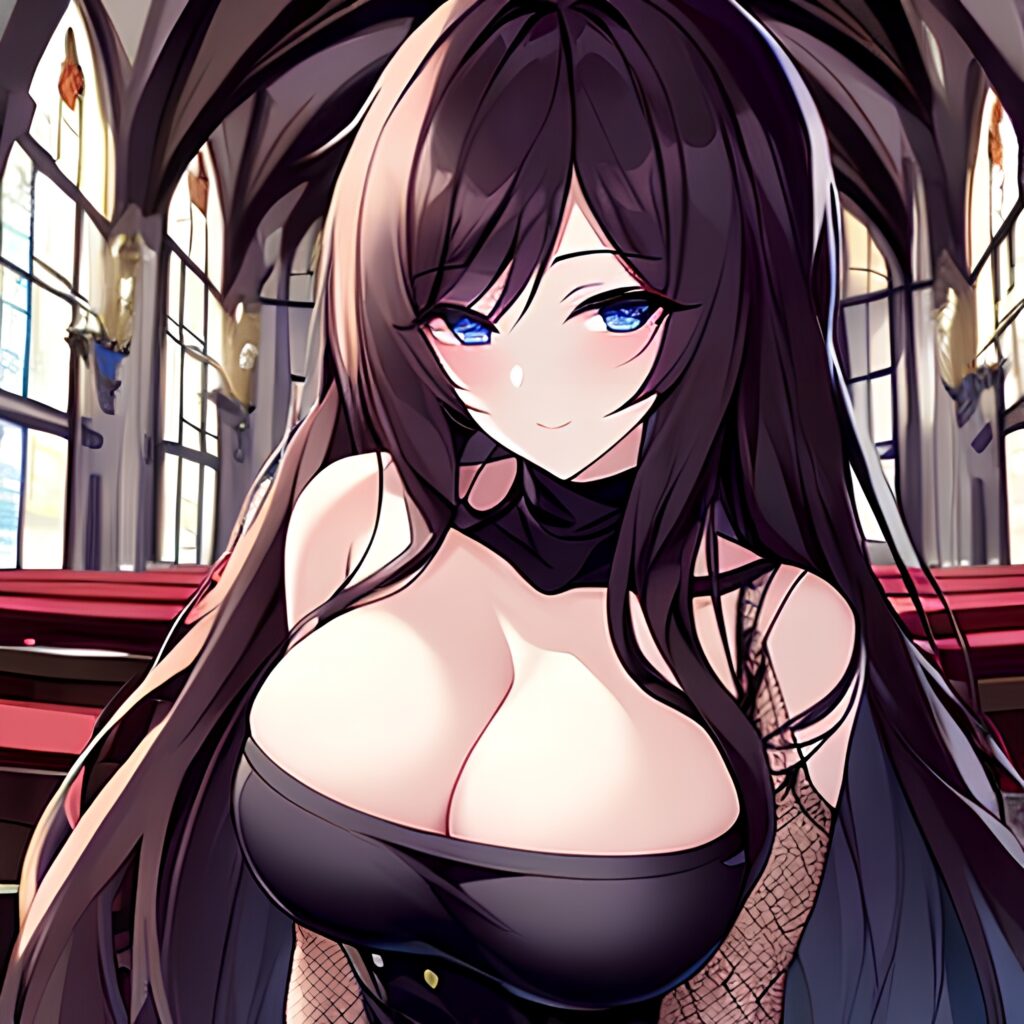 long hair church fishnet messy hair woman brunette