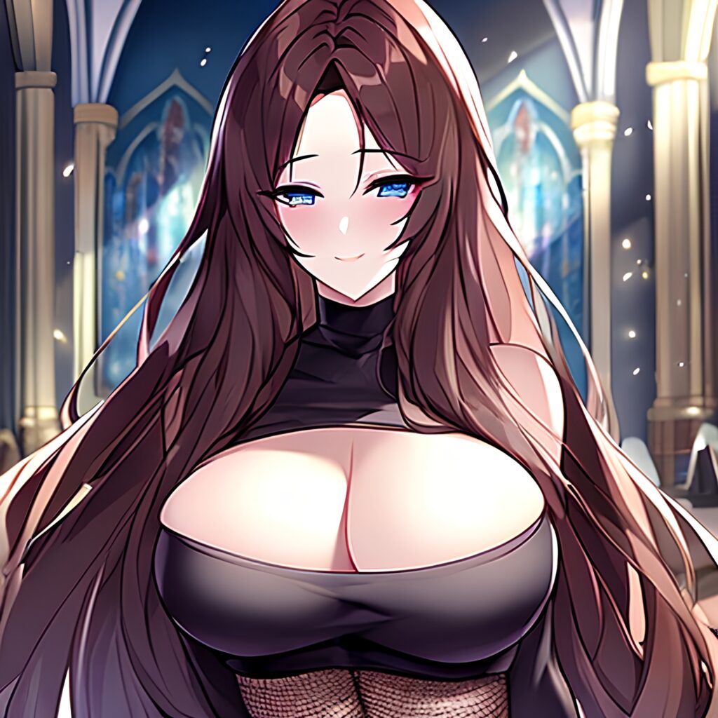 long hair church fishnet messy hair woman brunette