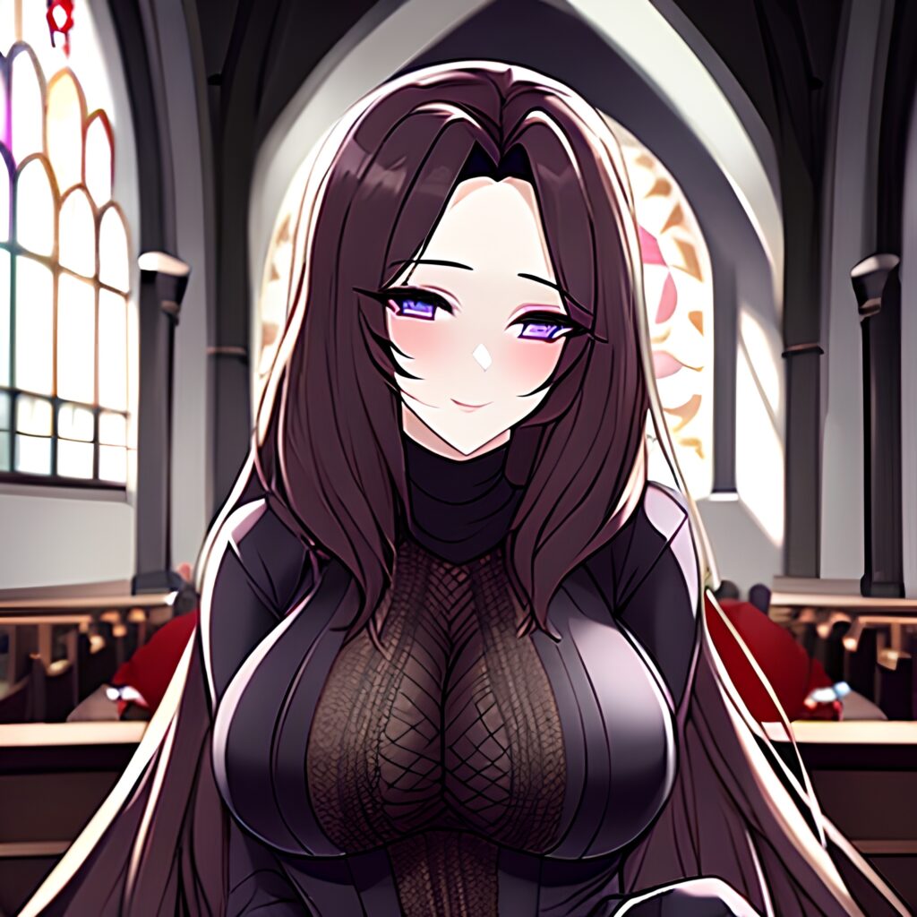 long hair church fishnet messy hair woman brunette