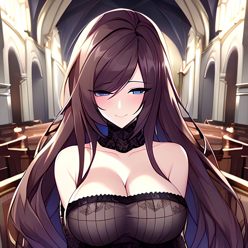 long hair church fishnet woman messy hair brunette 