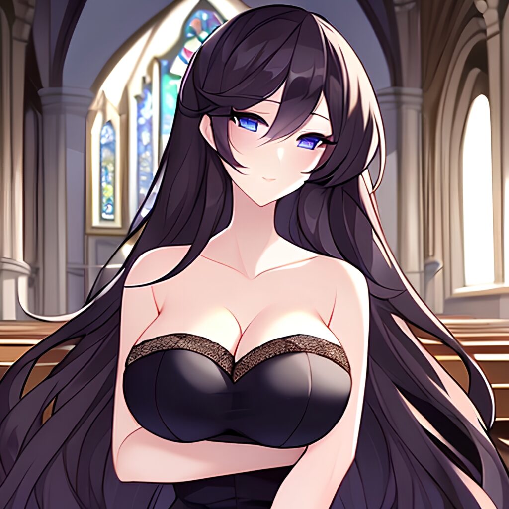 long hair church messy hair brunette woman fishnet