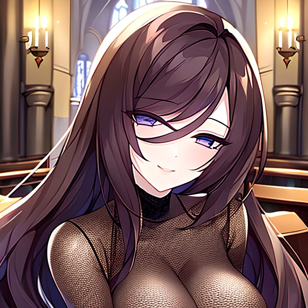 long hair church messy hair fishnet woman brunette