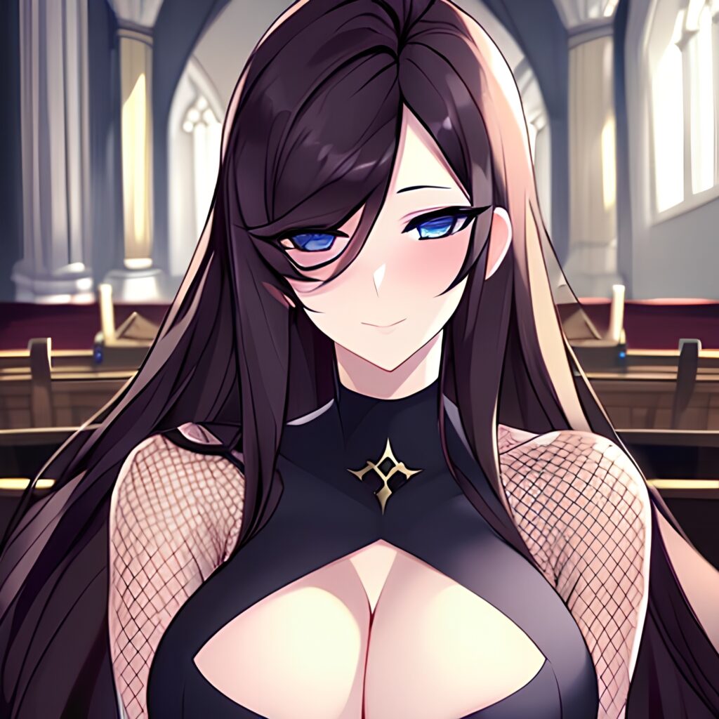 long hair church messy hair fishnet woman brunette