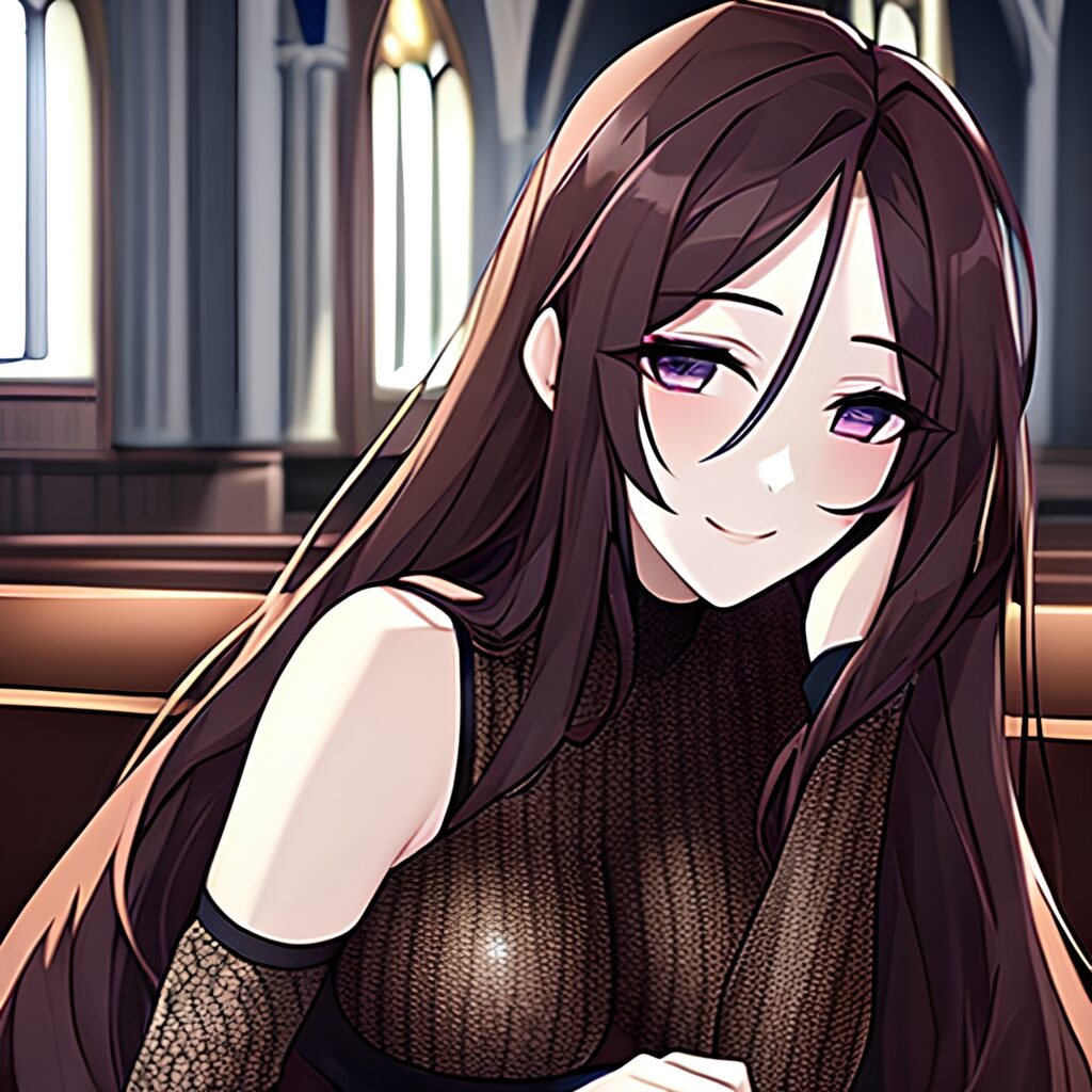 long hair church messy hair woman brunette fishnet