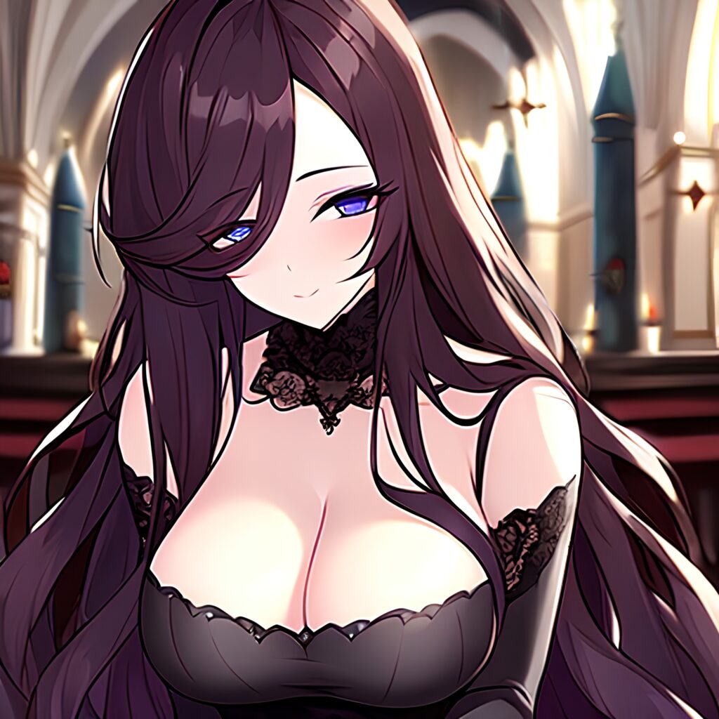 long hair church woman brunette fishnet messy hair