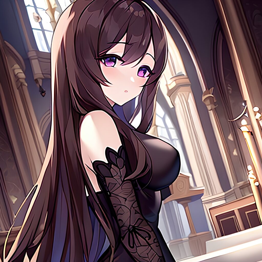long hair church woman fishnet messy hair brunette 