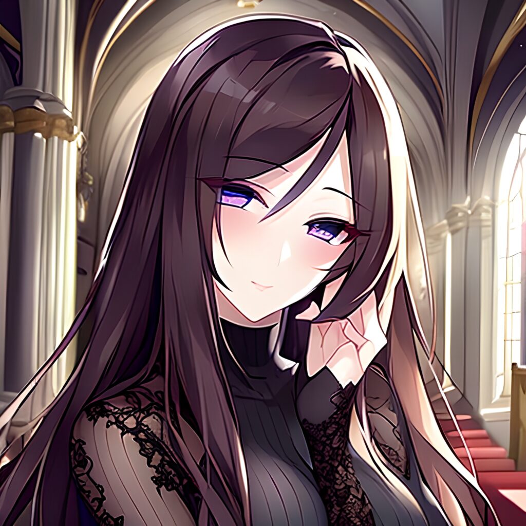 long hair church woman messy hair fishnet brunette 