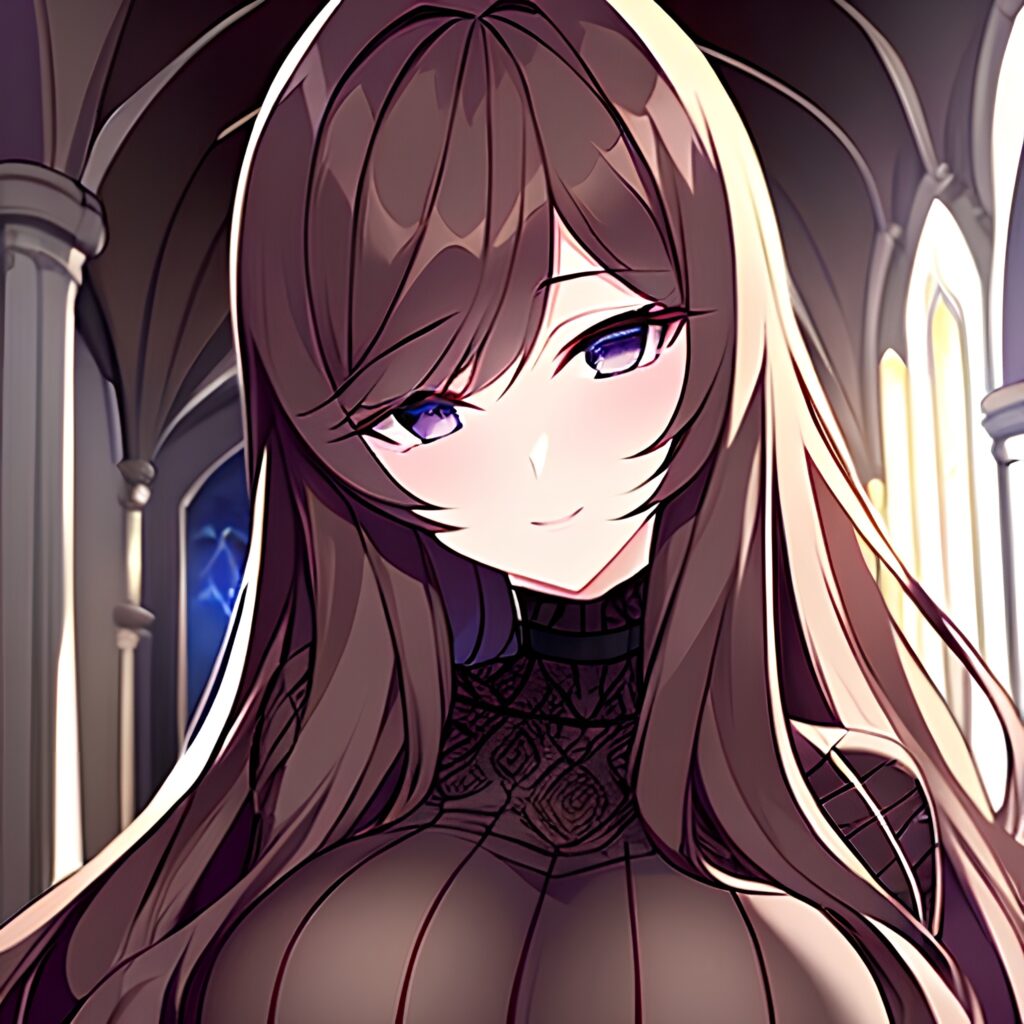 long hair church woman messy hair fishnet brunette 