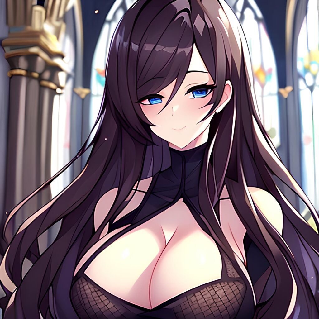 long hair fishnet brunette church messy hair woman
