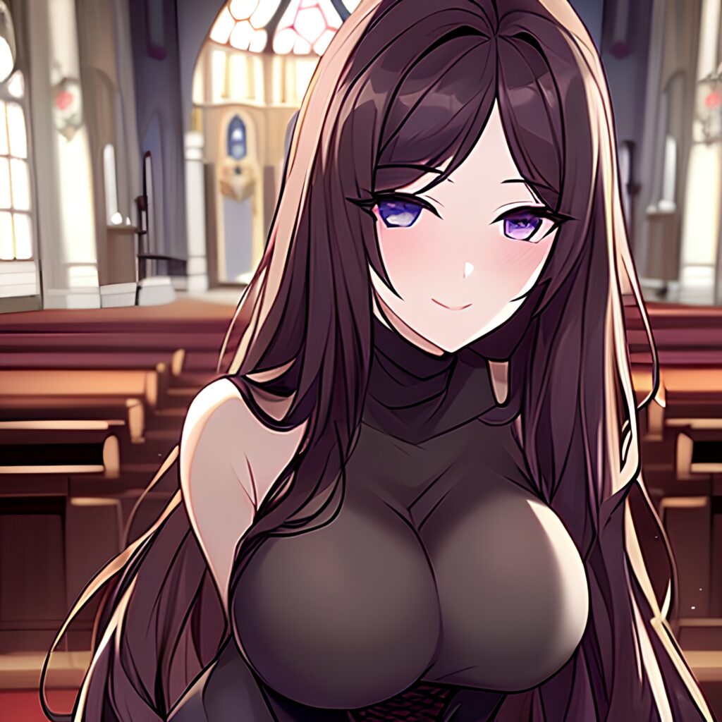 long hair fishnet church brunette messy hair woman