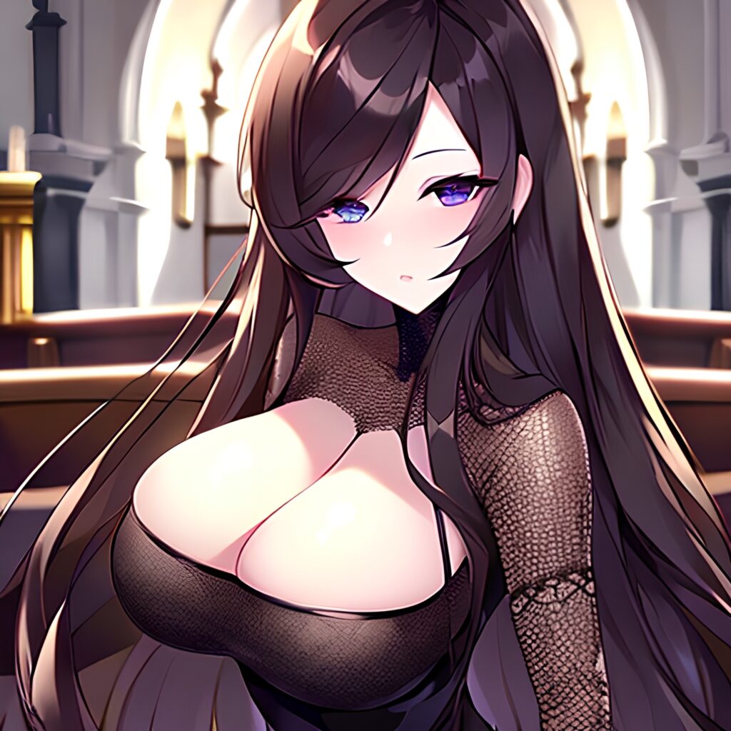 long hair fishnet church messy hair woman brunette