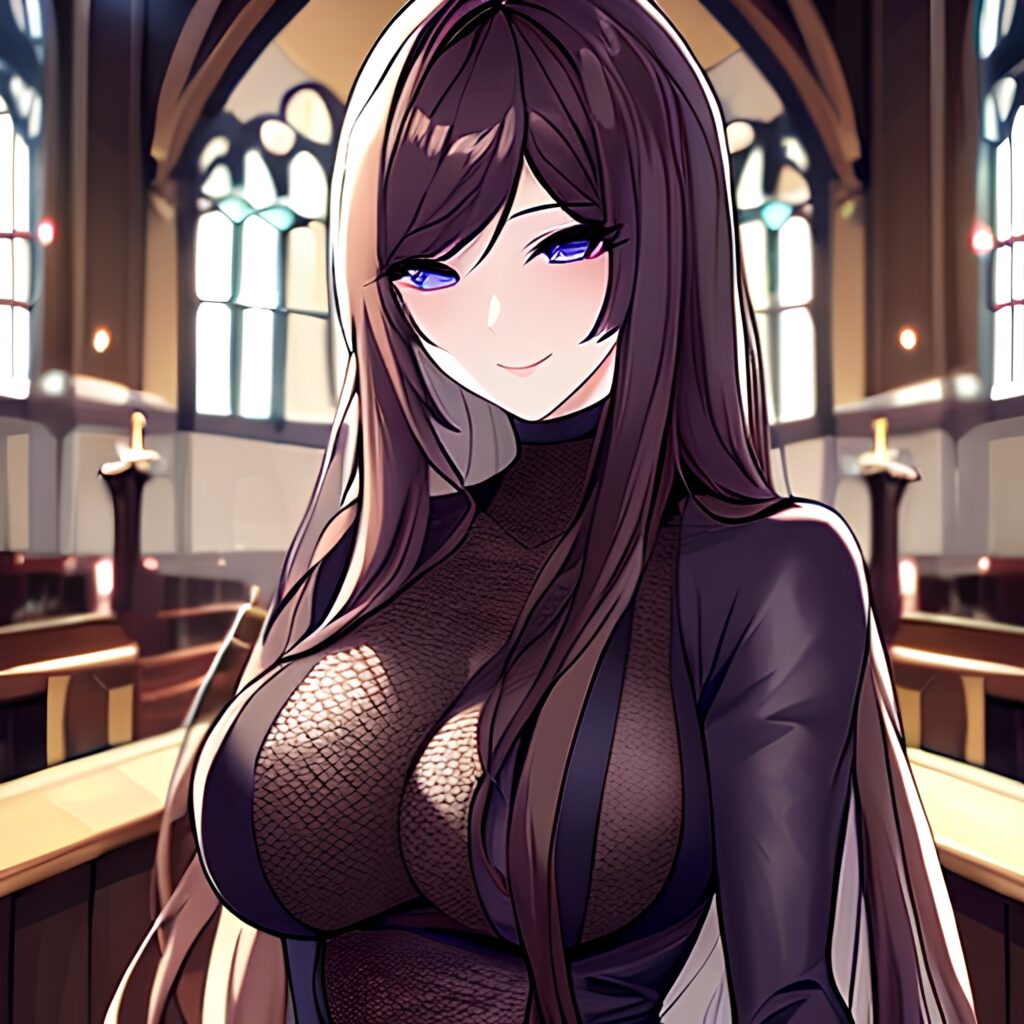 long hair fishnet church messy hair woman brunette
