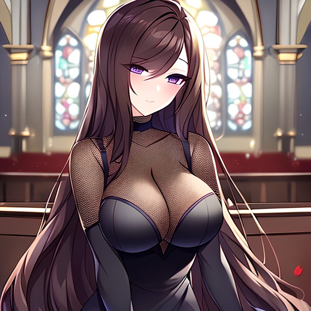long hair fishnet church messy hair woman brunette