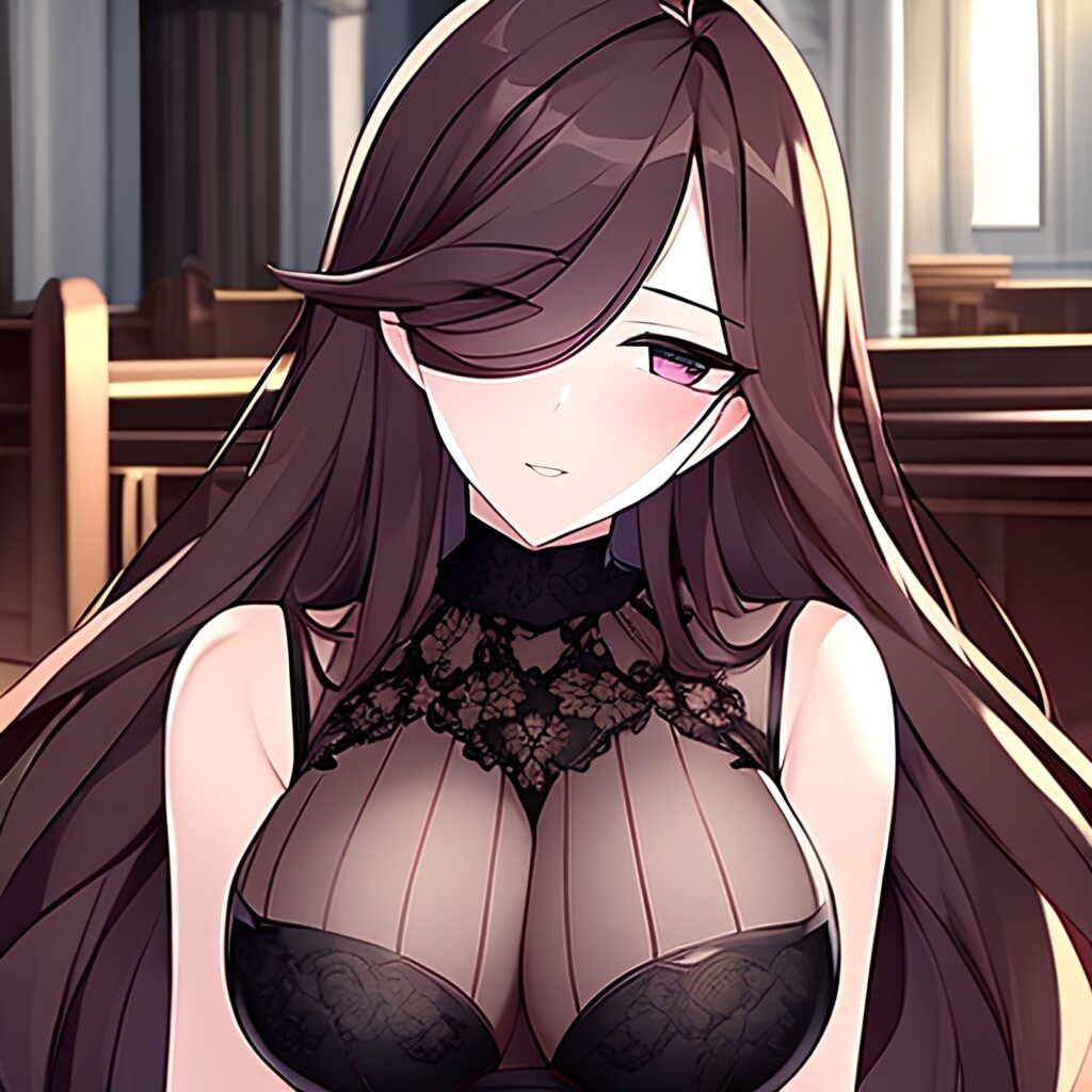 long hair messy hair church woman fishnet brunette