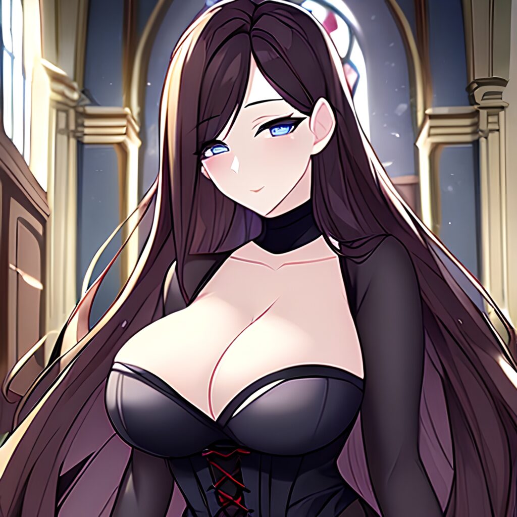 long hair messy hair fishnet brunette church woman