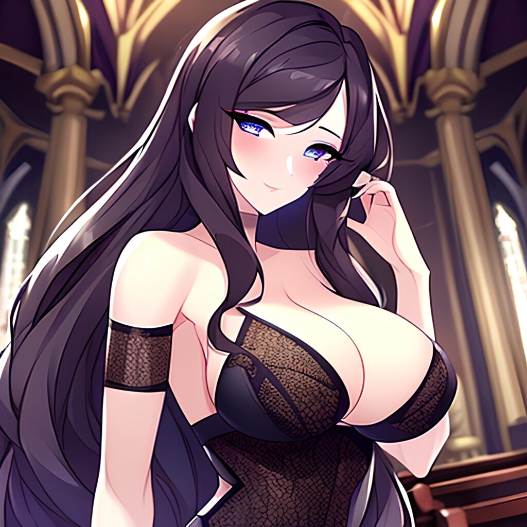 long hair messy hair fishnet church brunette woman