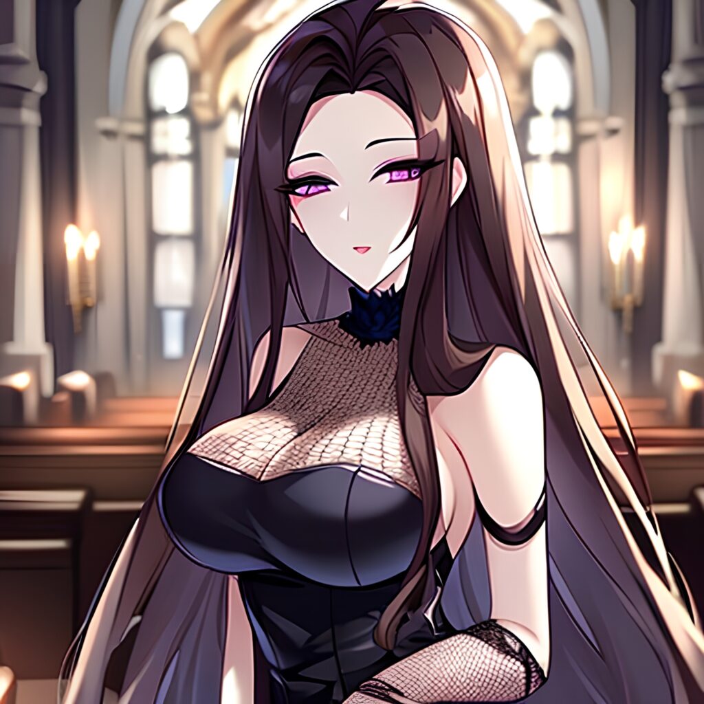 long hair messy hair woman brunette church fishnet