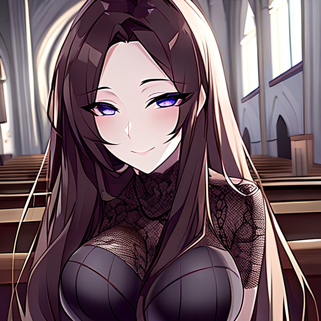 long hair messy hair woman church fishnet brunette 