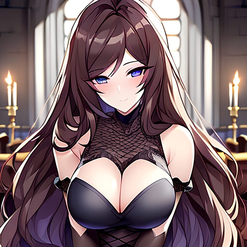 long hair messy hair woman fishnet brunette church
