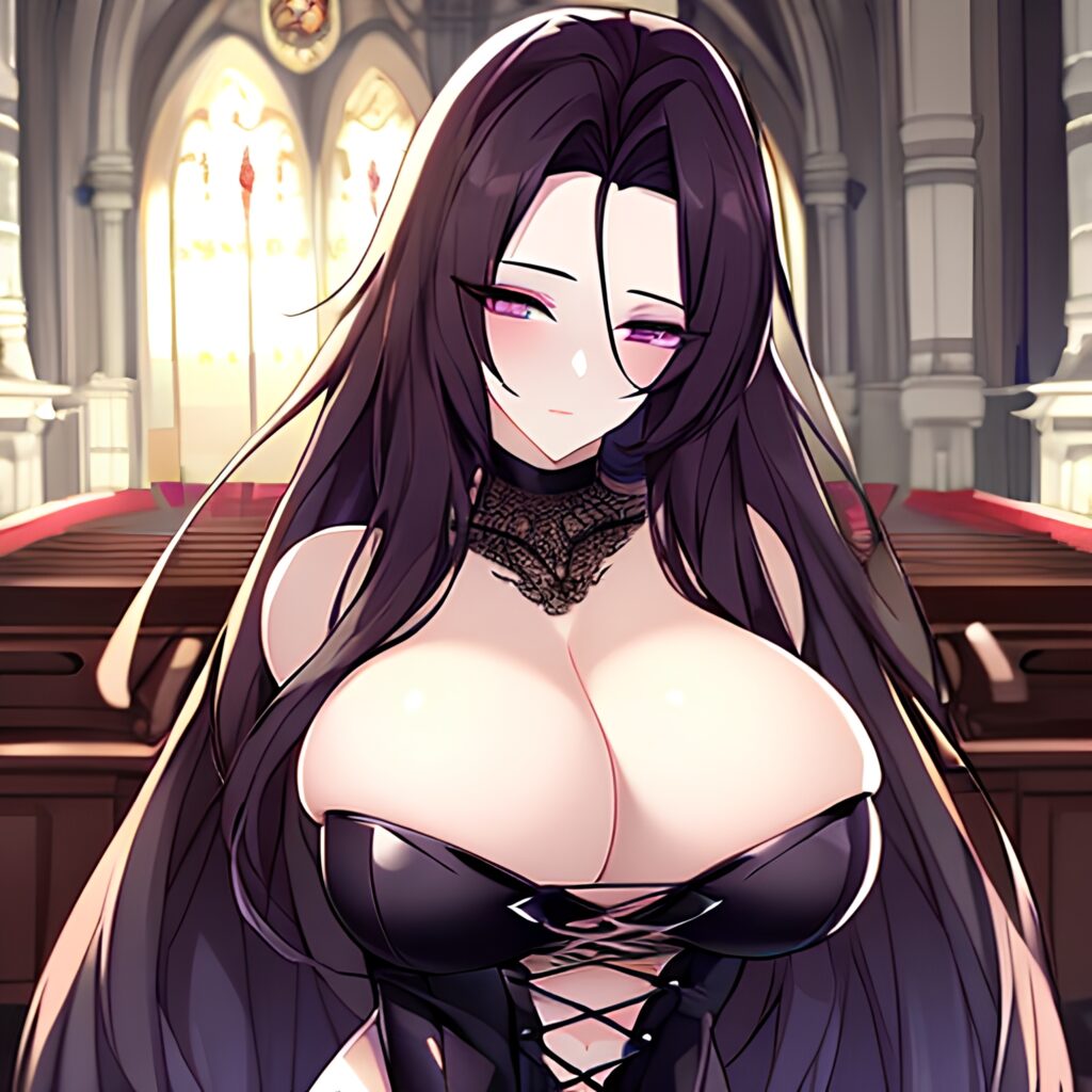 long hair woman brunette church messy hair fishnet