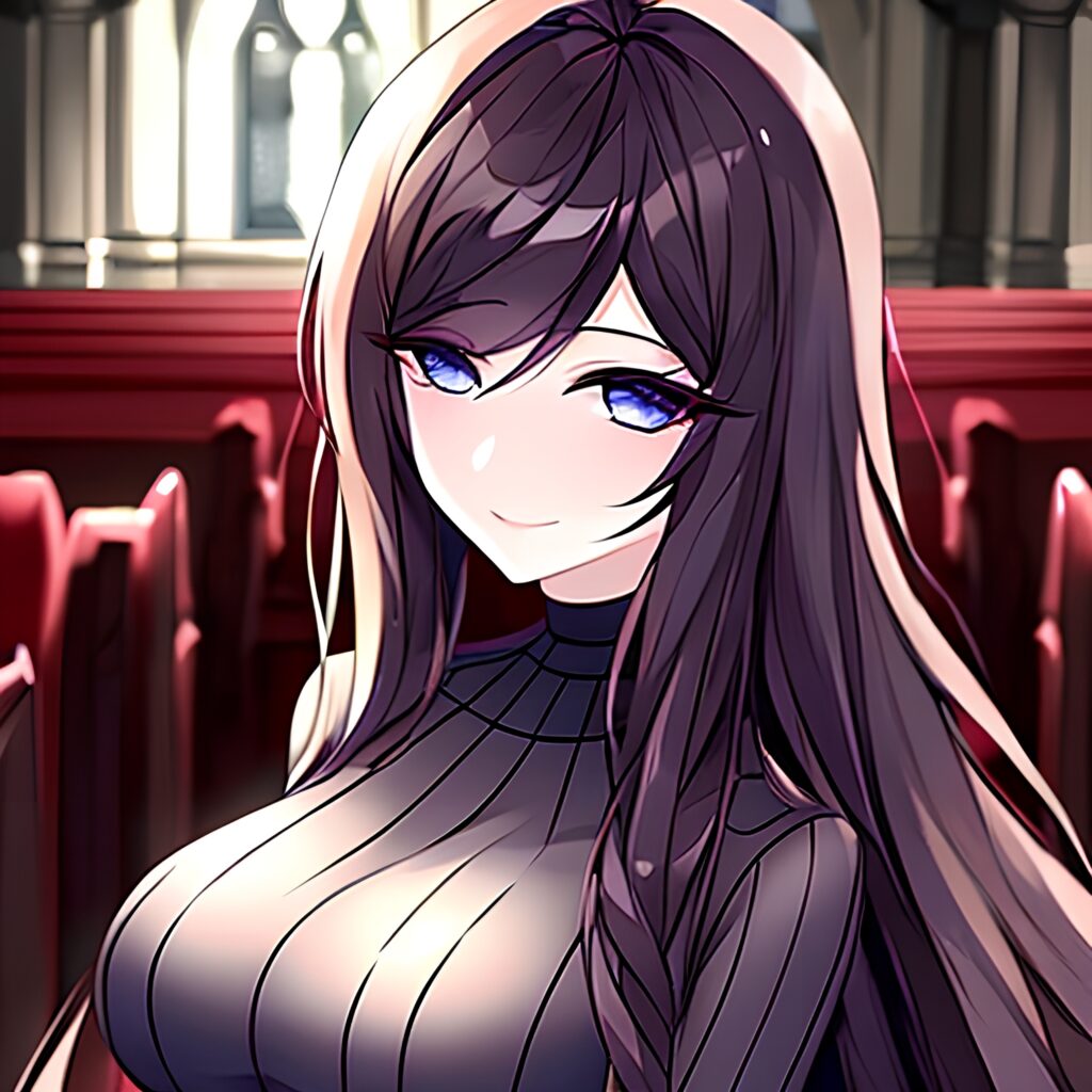 long hair woman brunette messy hair fishnet church