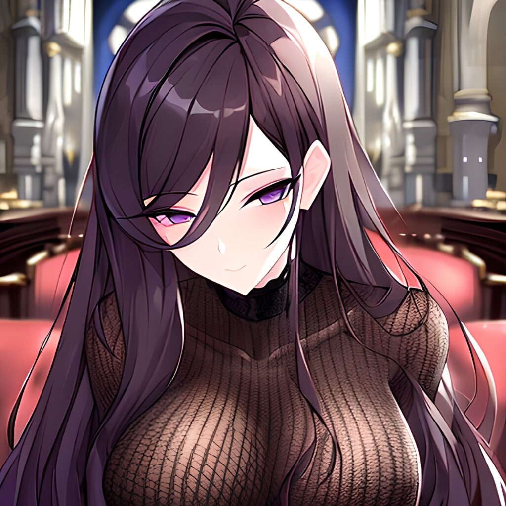 messy hair brunette church fishnet woman long hair 