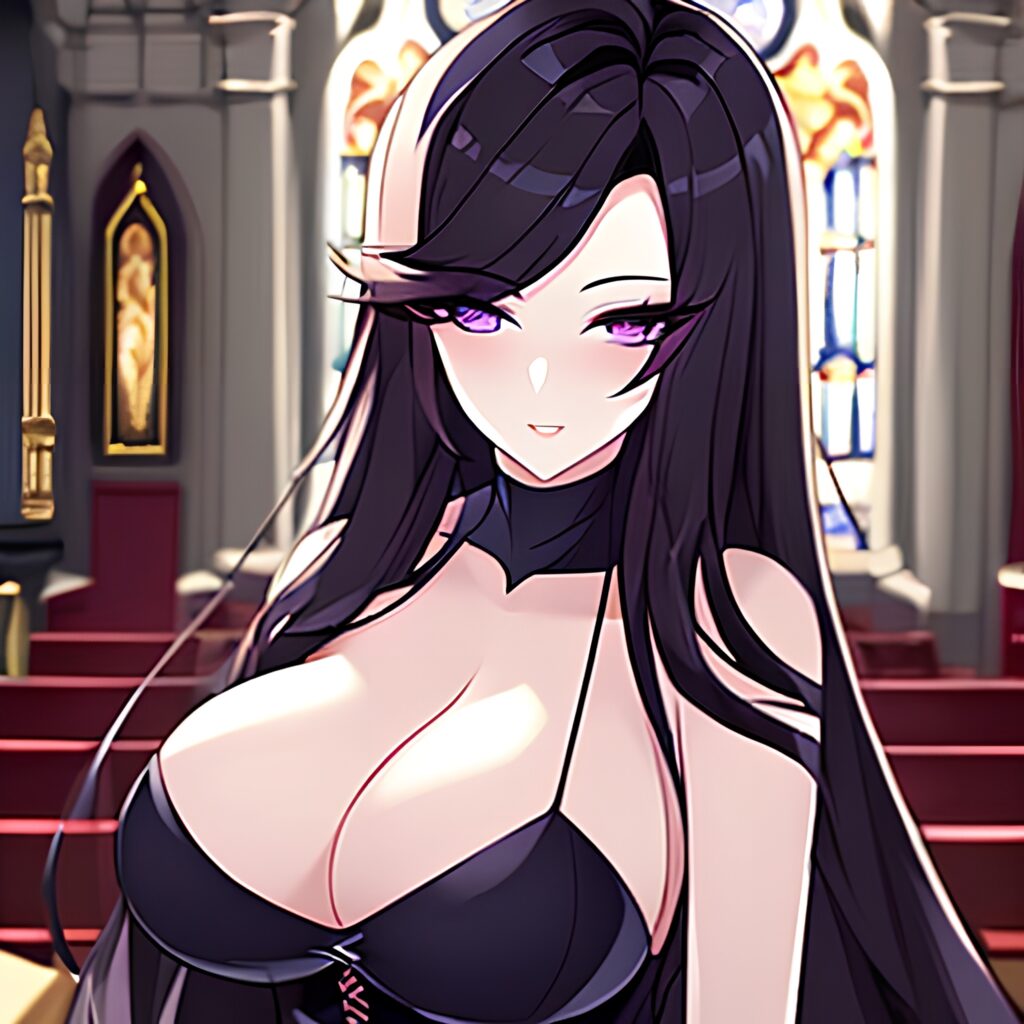 messy hair brunette fishnet woman church long hair 