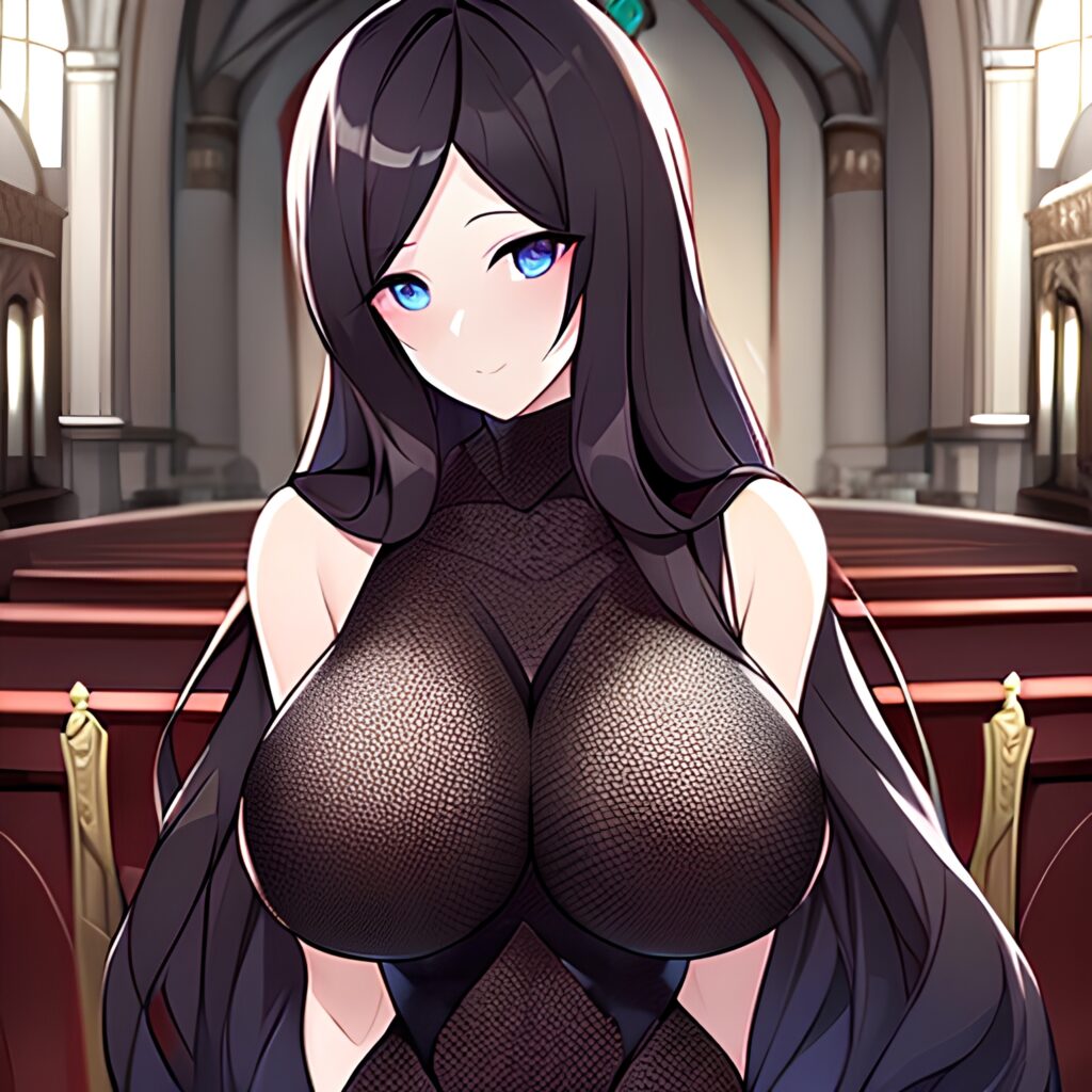 messy hair brunette fishnet woman long hair church