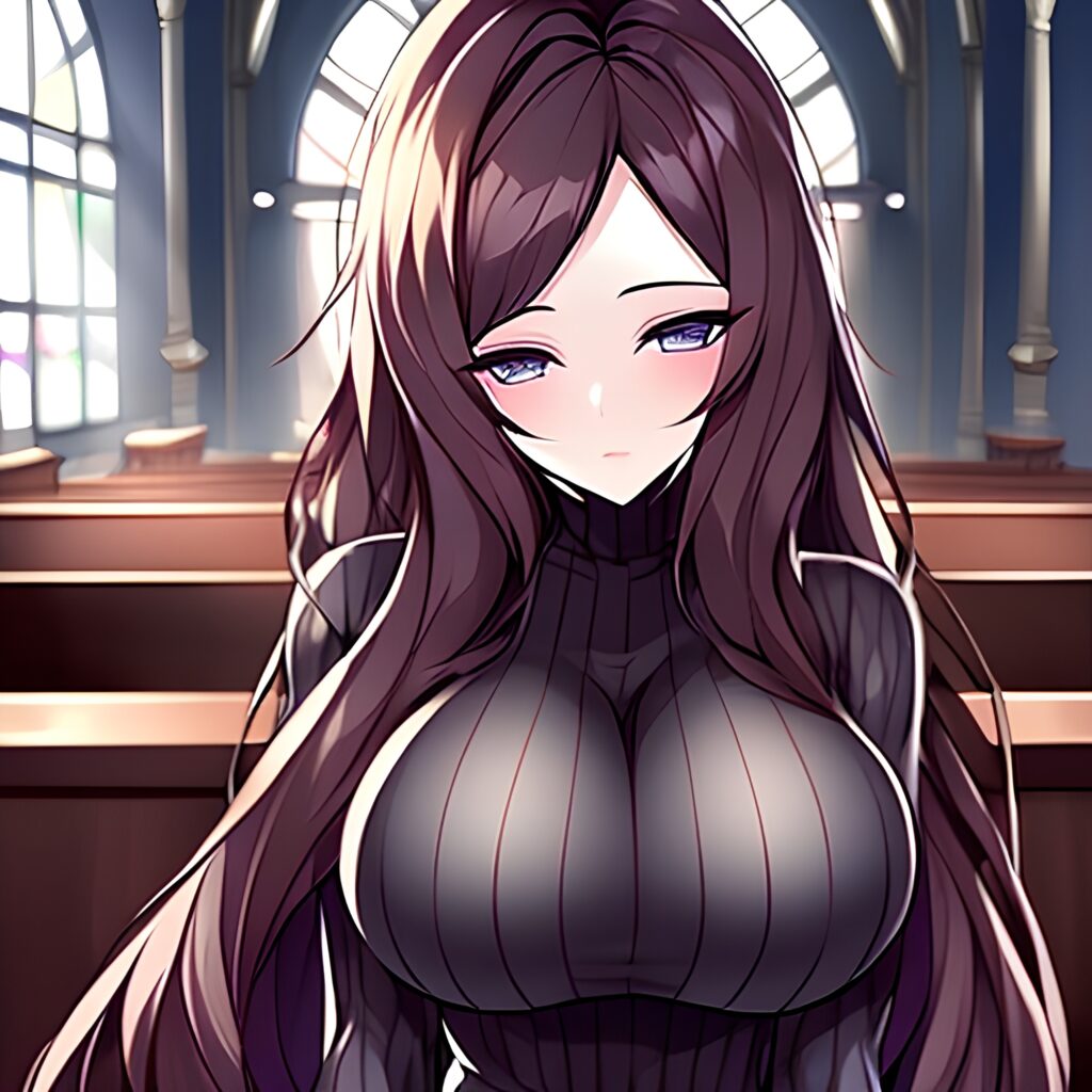 messy hair church fishnet long hair woman brunette