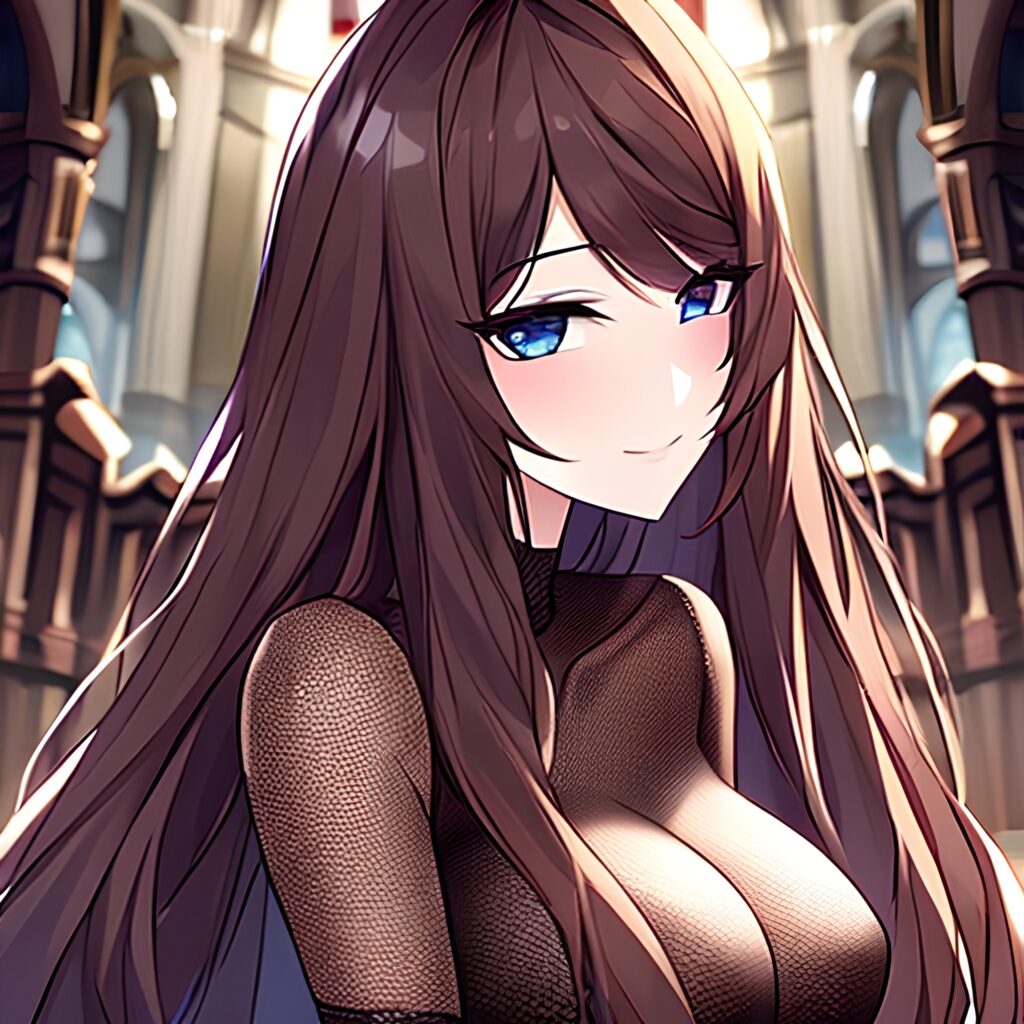 messy hair church fishnet long hair woman brunette