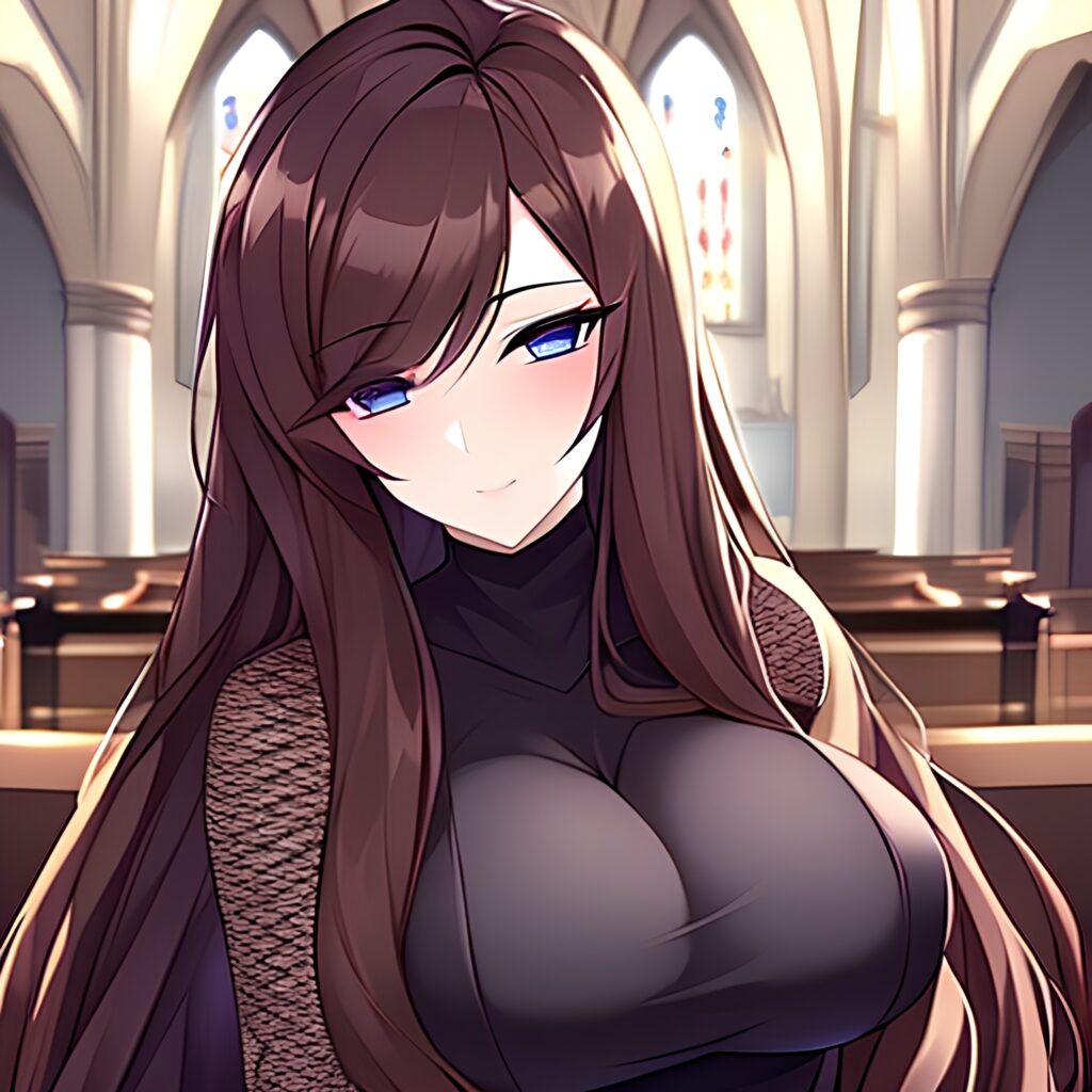 messy hair church fishnet woman brunette long hair