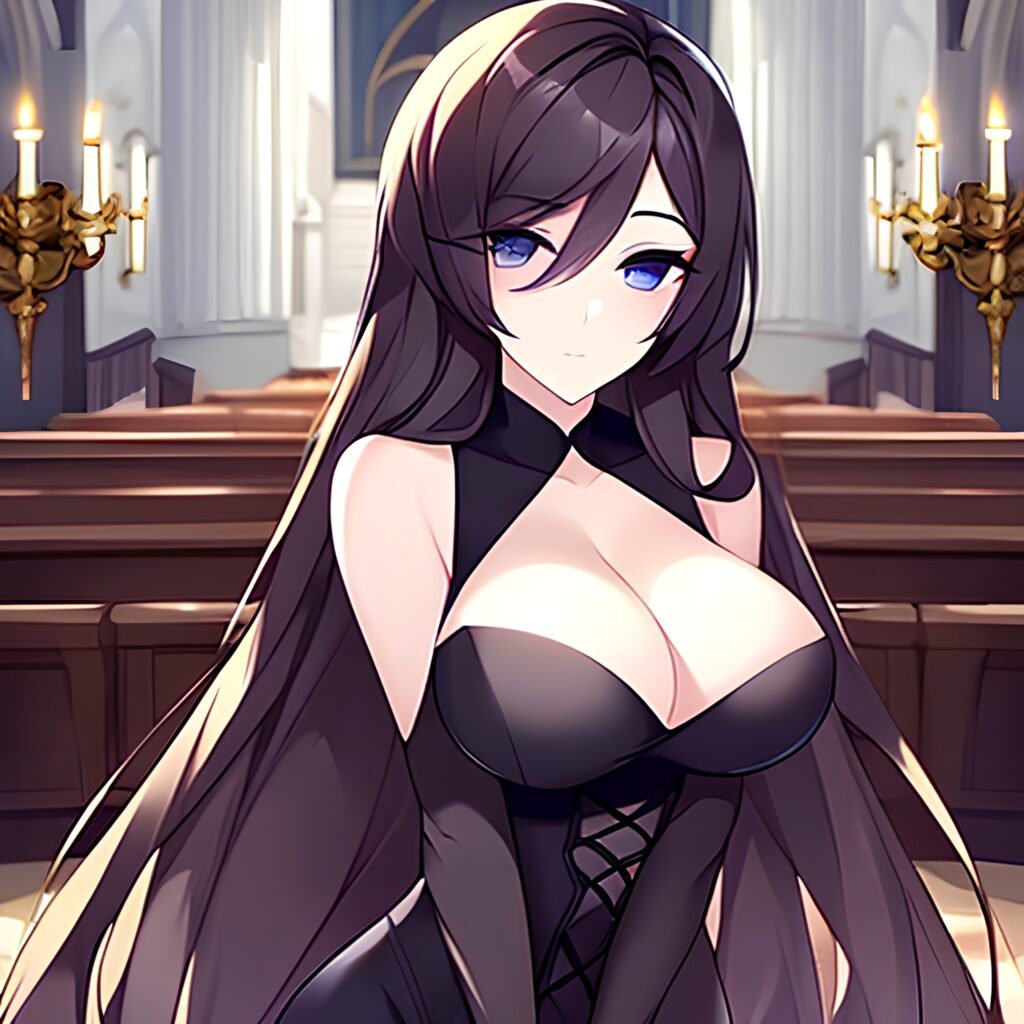 messy hair church long hair fishnet woman brunette