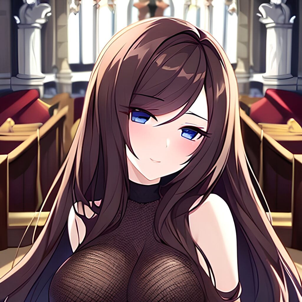 messy hair church long hair fishnet woman brunette