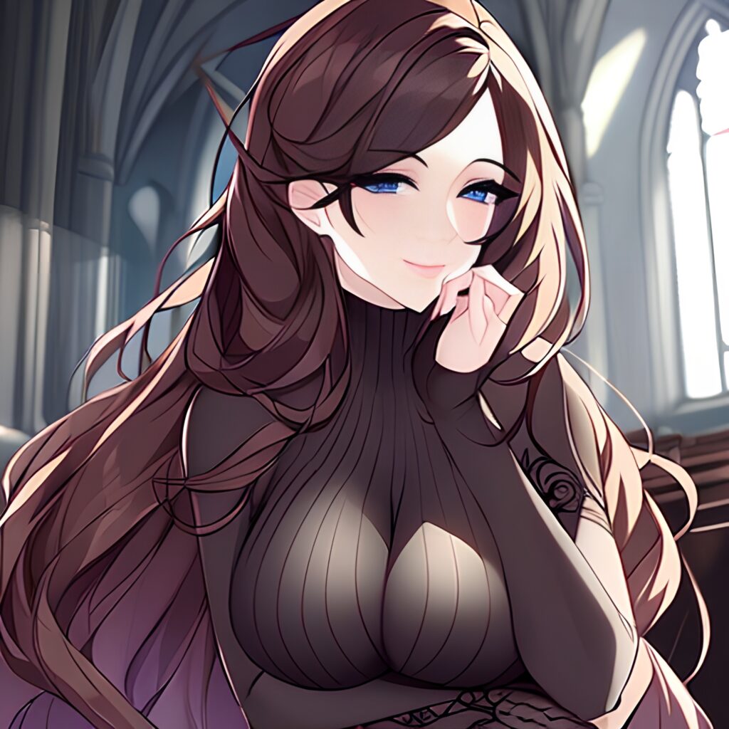 messy hair church long hair woman brunette fishnet 