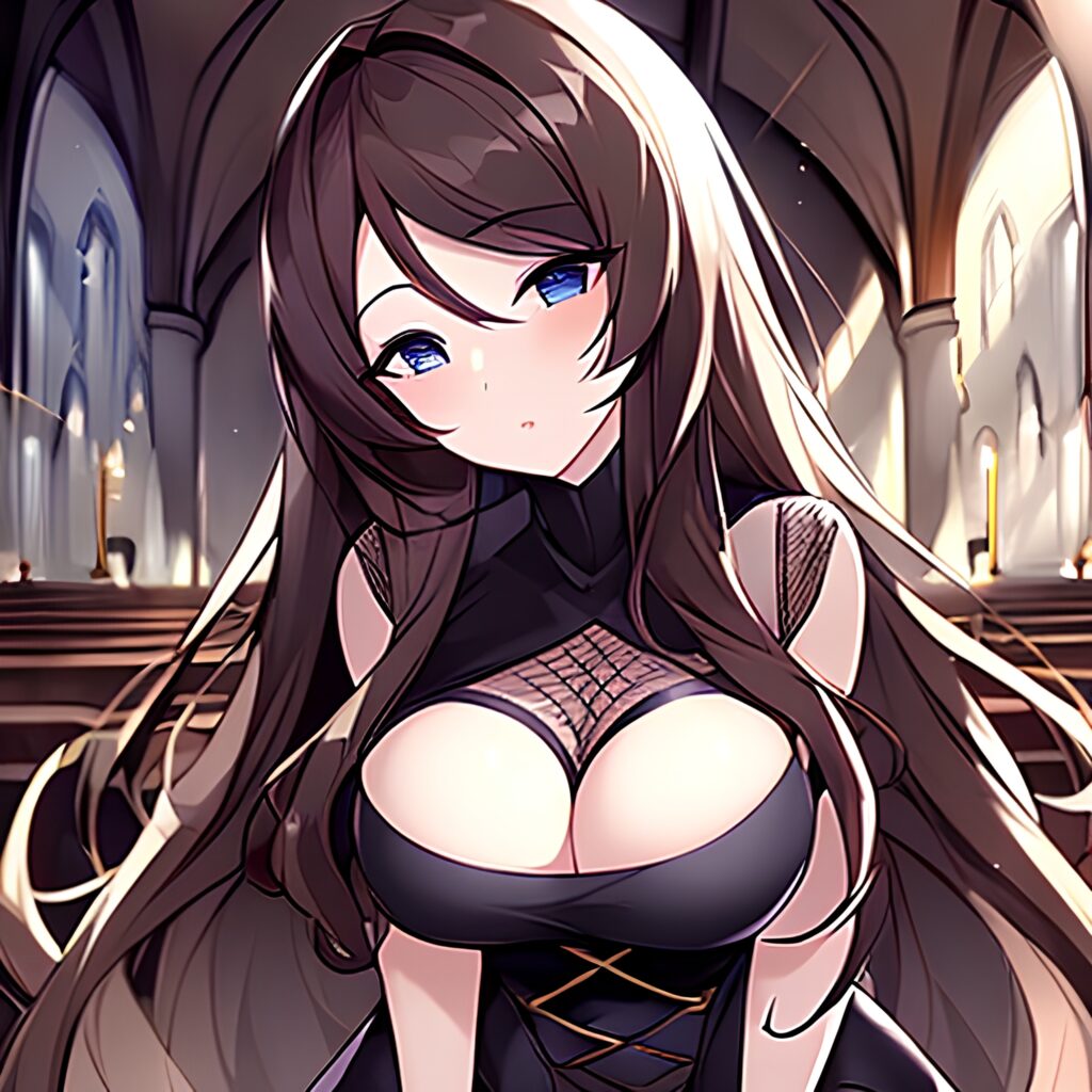 messy hair church long hair woman fishnet brunette 