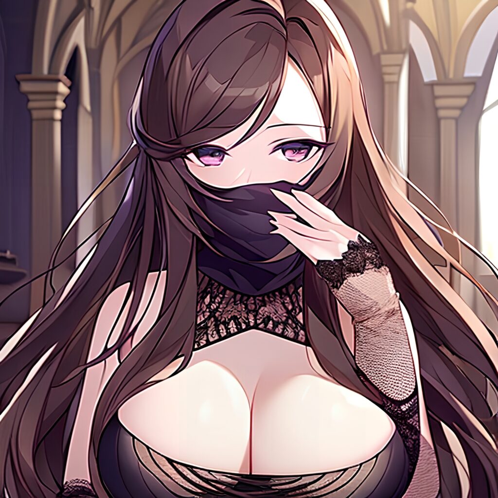 messy hair church woman brunette long hair fishnet